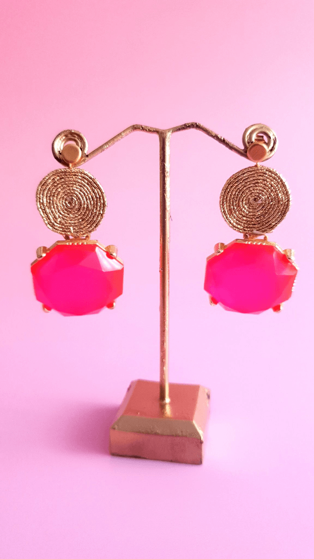 Boucles d'oreilles Tourbillons rose flash