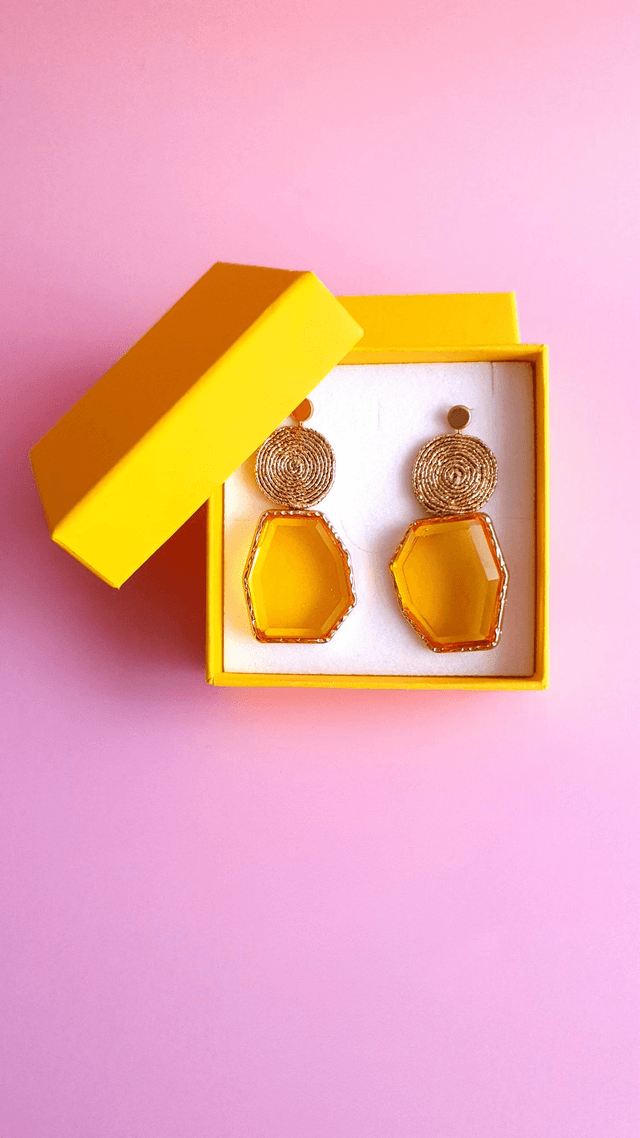 Boucles d'oreilles Tourbillons jaune (1)