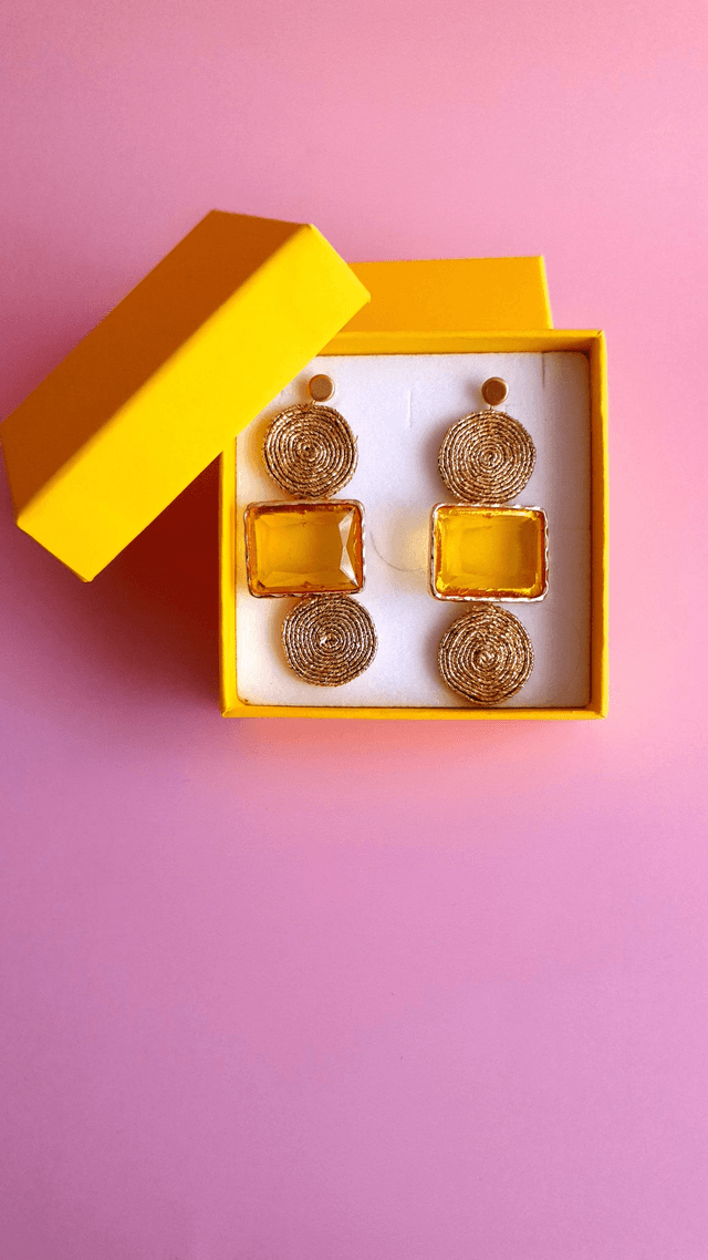 Boucles d'oreilles Tourbillons jaune