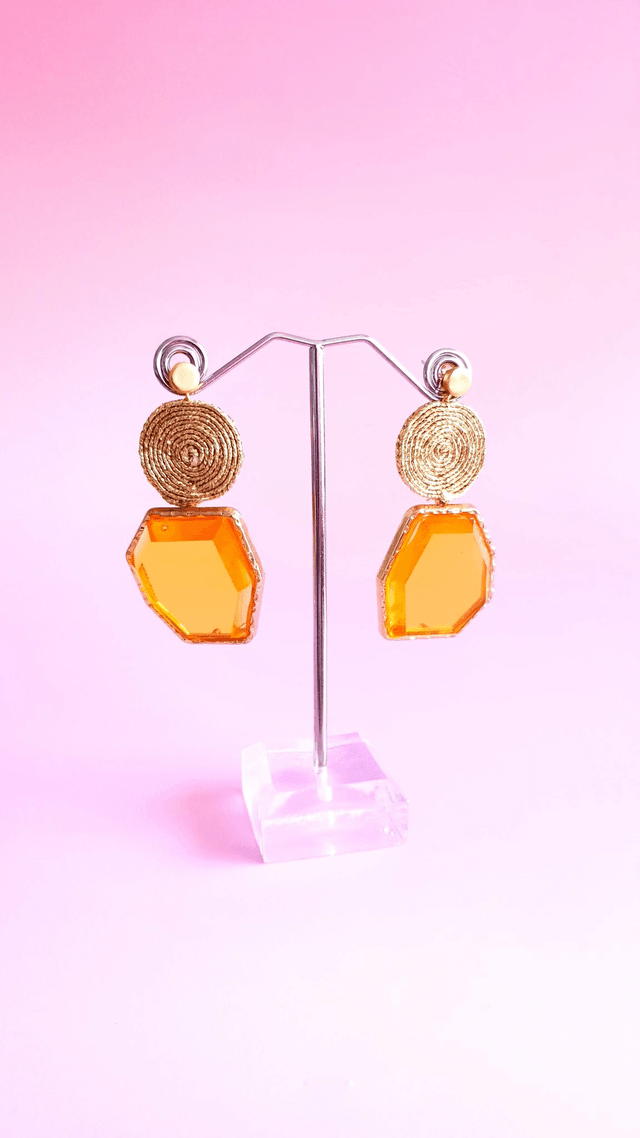 Boucles d'oreilles Tourbillons jaune (1)