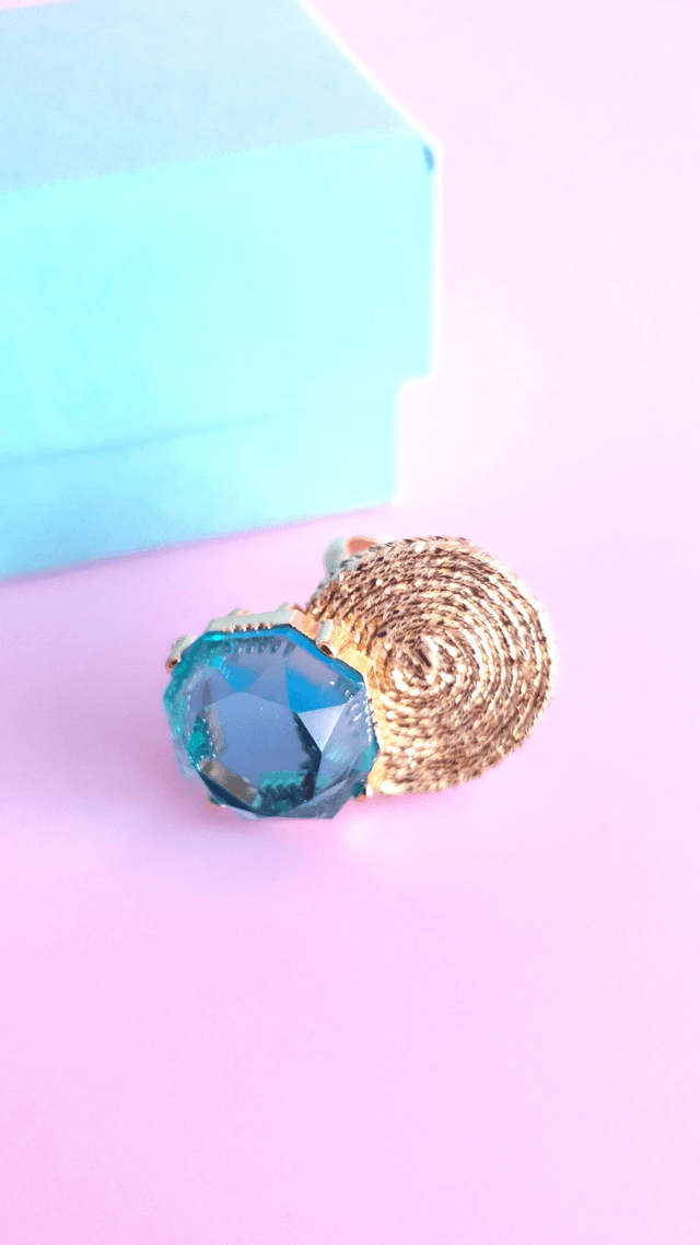 Bague Tourbillons bleu turquoise