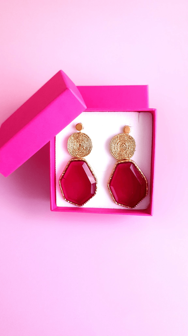 Boucles d'oreilles Tourbillons prune intense