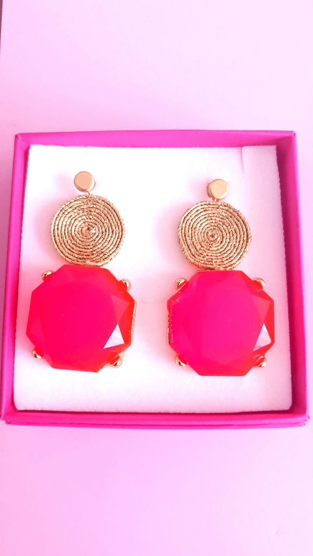 Boucles d'oreilles Tourbillons rose flash