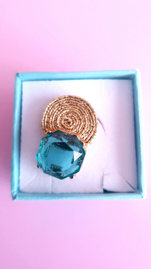 Bague Tourbillons bleu turquoise