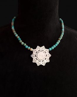 Solal Bijoux Haute Fantaisie collier aimanté en perles de jaspe impérial turquoise