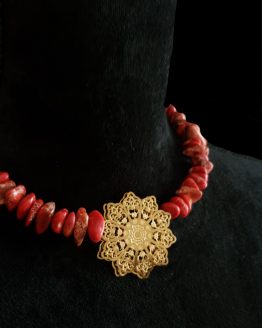 Solal Bijoux Haute Fantaisie collier aimanté de perles en jaspe impérial rouge