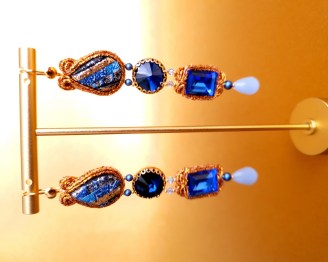 Boucles d'oreilles bleu et or Solal Bijoux Haute Fantaisie
